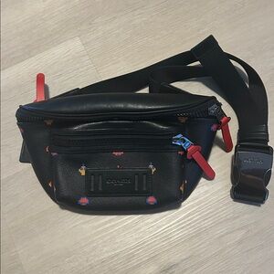 Coach Black Crossbody Bag with Red Accents